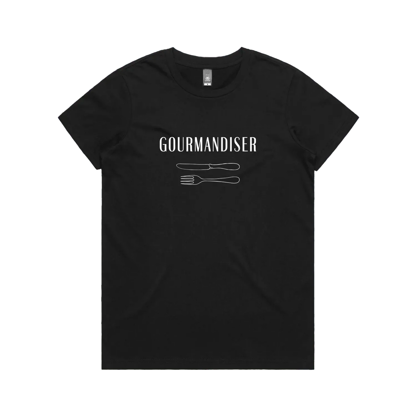 Gourmandiser - Womens Maple T-Shirt - White Logo - Slow Table Club