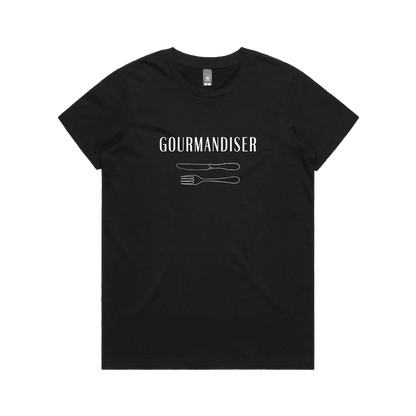 Gourmandiser - Womens Maple T-Shirt - White Logo - Slow Table Club
