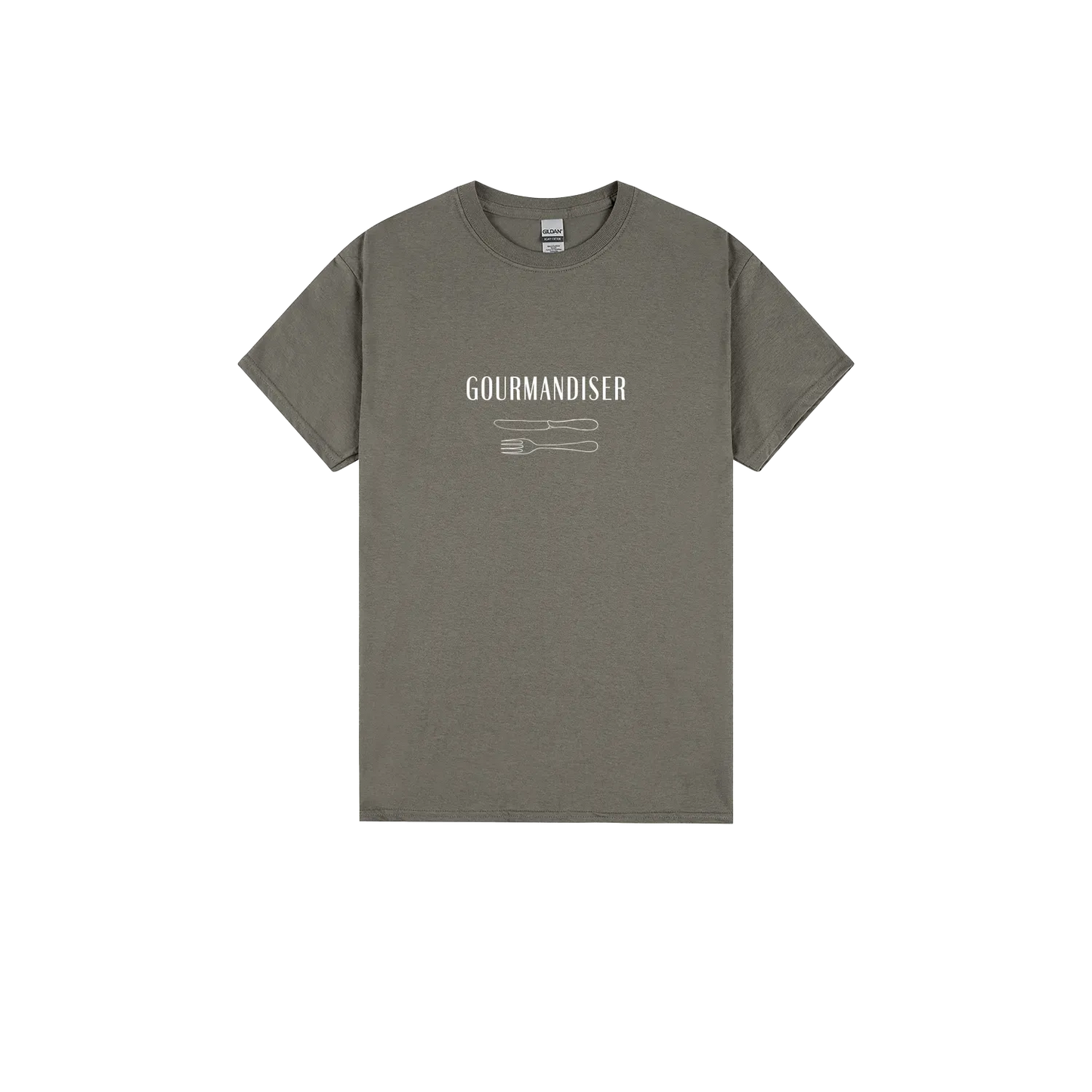 Gourmandiser - Heavy Cotton Adult T-Shirt - White Logo - Slow Table Club