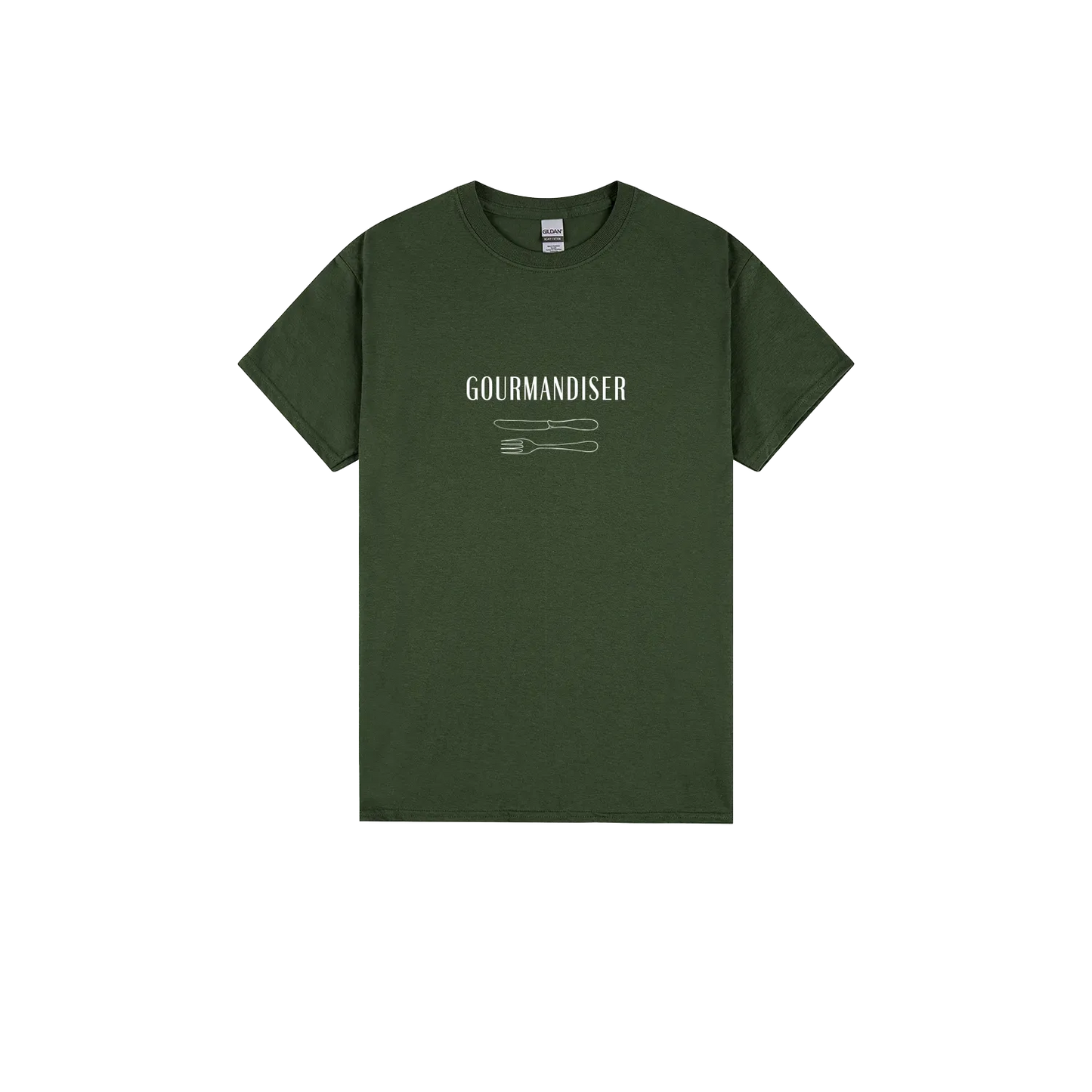 Gourmandiser - Heavy Cotton Adult T-Shirt - White Logo - Slow Table Club