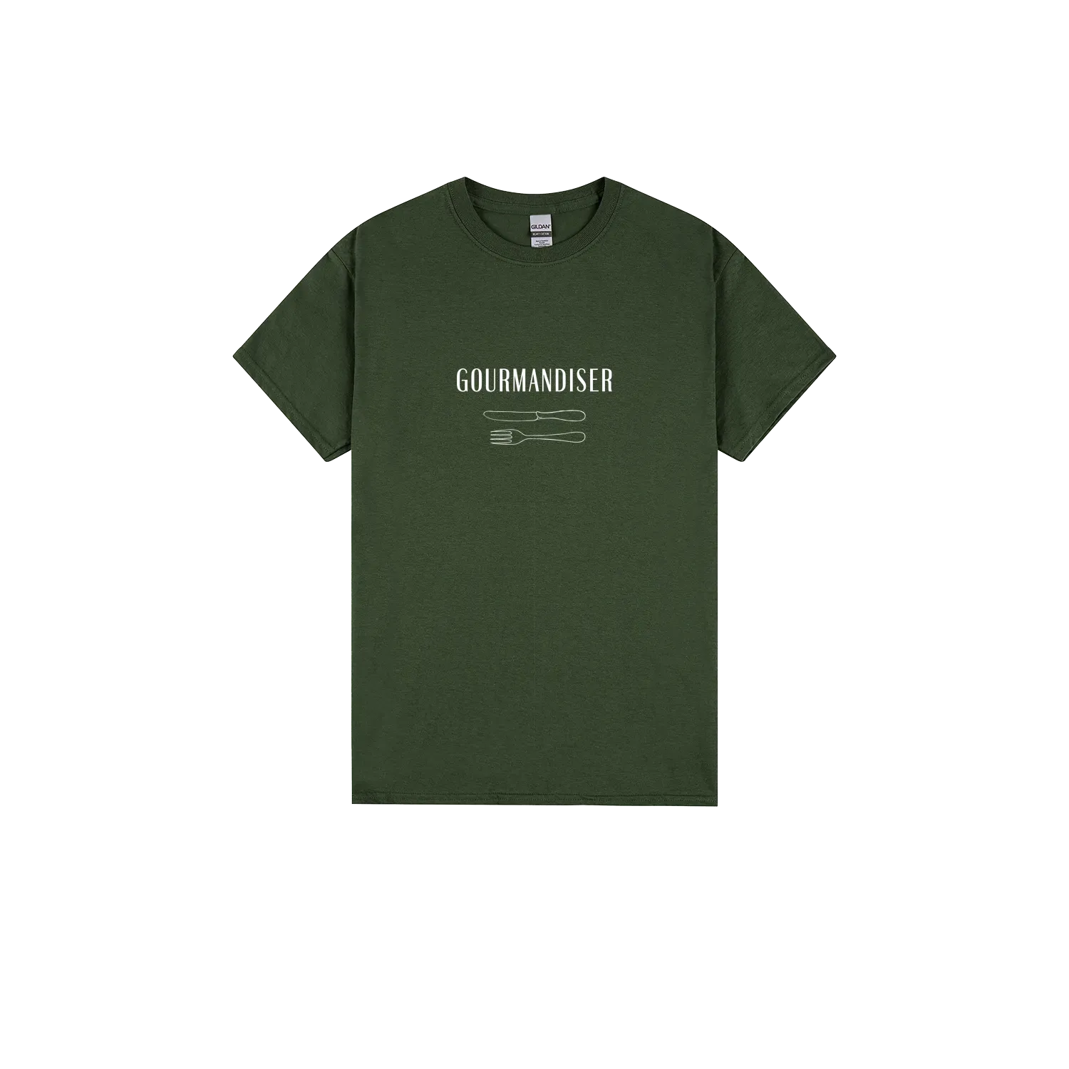 Gourmandiser - Heavy Cotton Adult T-Shirt - White Logo - Slow Table Club
