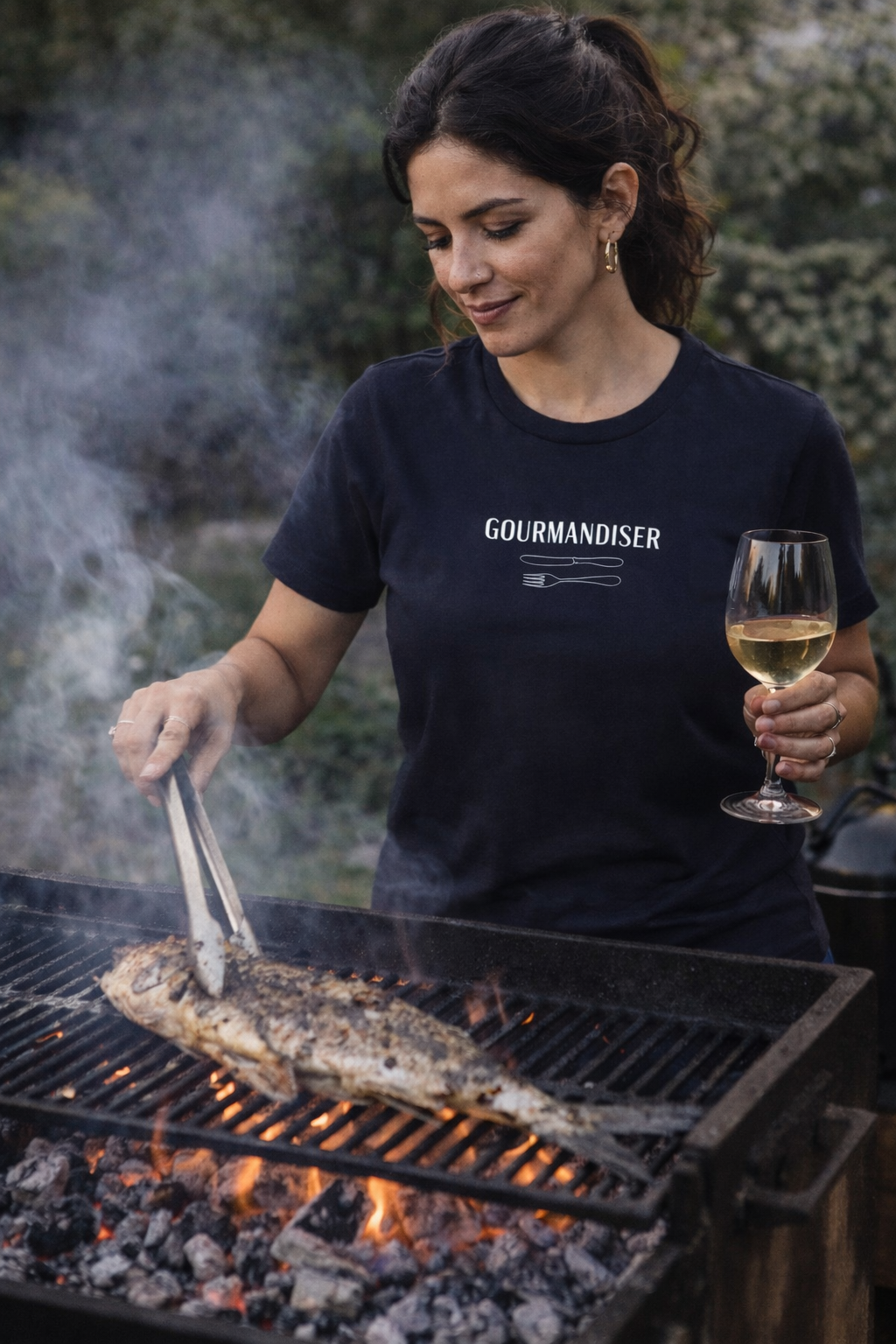 Gourmandiser - Womens Maple T-Shirt - White Logo - Slow Table Club