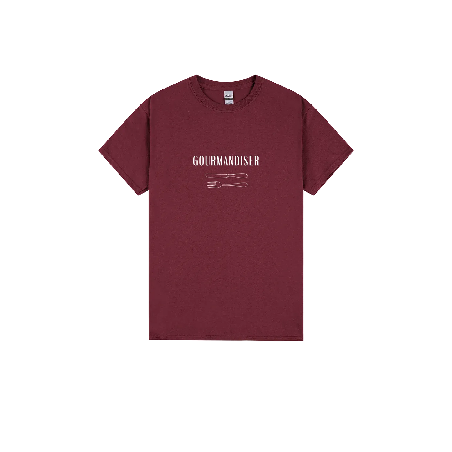 Gourmandiser - Heavy Cotton Adult T-Shirt - White Logo - Slow Table Club