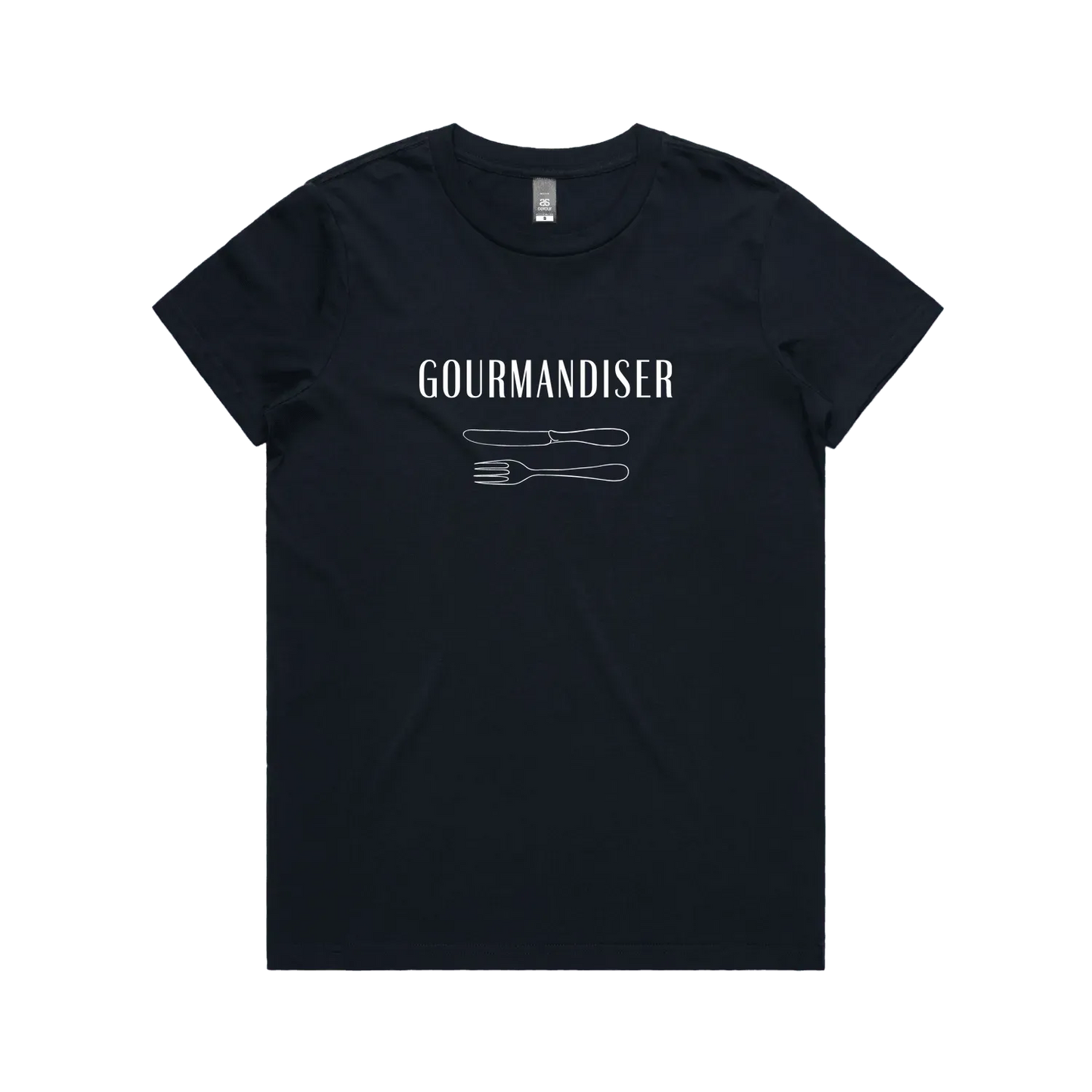 Gourmandiser - Womens Maple T-Shirt - White Logo - Slow Table Club