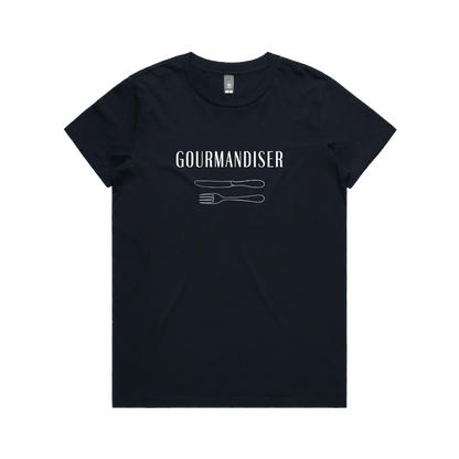 Gourmandiser - Womens Maple T-Shirt - White Logo - Slow Table Club