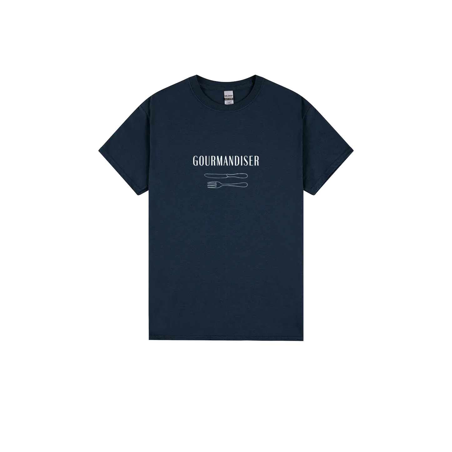Gourmandiser - Heavy Cotton Adult T-Shirt - White Logo - Slow Table Club
