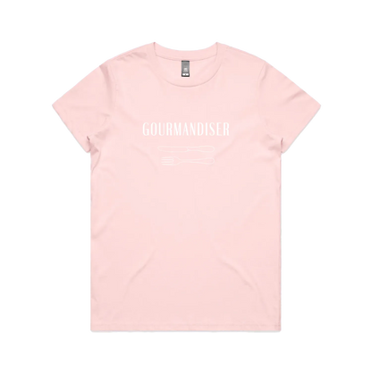 Gourmandiser - Womens Maple T-Shirt - White Logo - Slow Table Club
