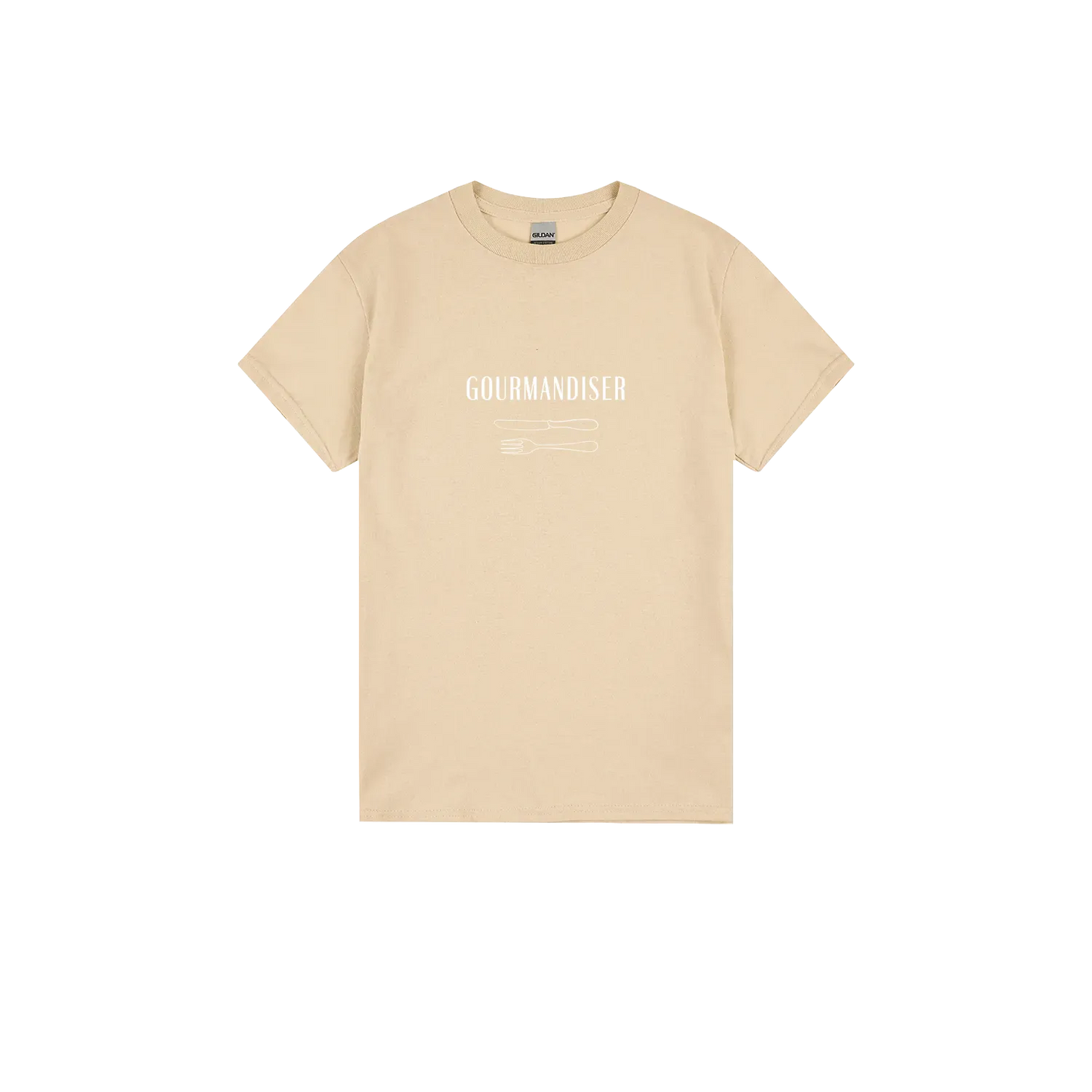 Gourmandiser - Heavy Cotton Adult T-Shirt - White Logo - Slow Table Club