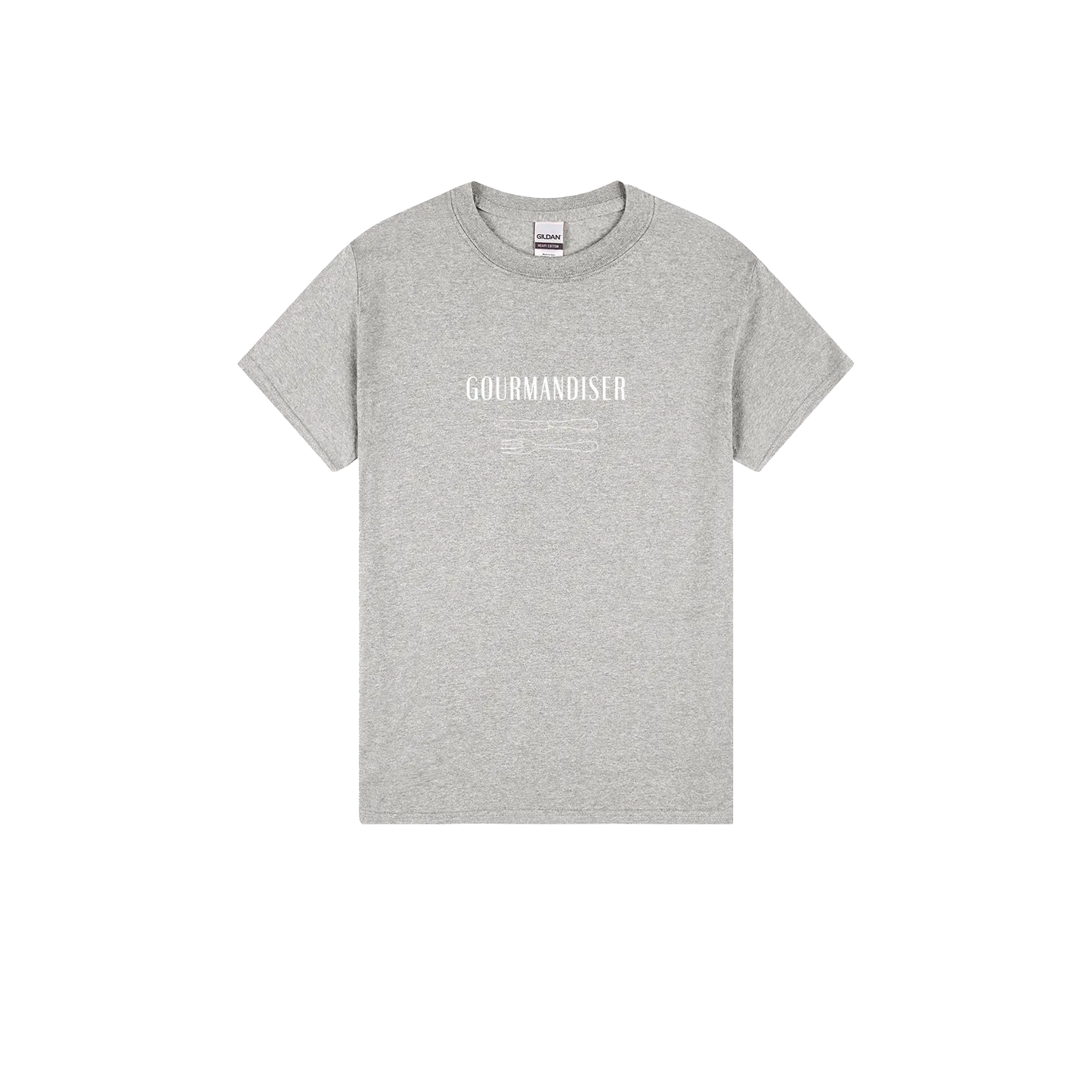 Gourmandiser - Heavy Cotton Adult T-Shirt - White Logo - Slow Table Club